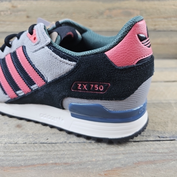 adidas ZX 750 Originals Men's Retro Shoes Black/Wonder Red/Grey - Picture 9 of 11